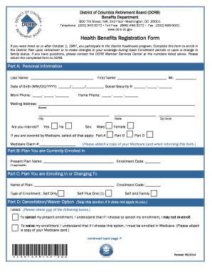 District of Columbia Retirement Board Health Benefits Registration Form
