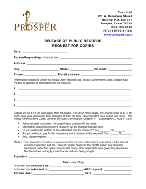 Texas Public Records Request Form