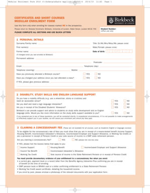 Modular Enrolment Form for Undergraduate Application