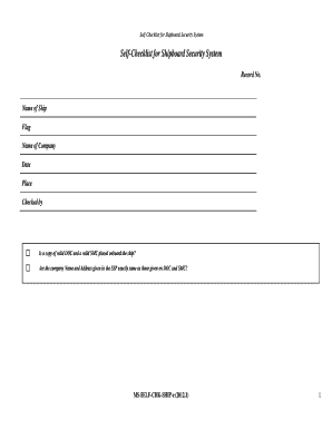Shipboard Security System Self-Checklist