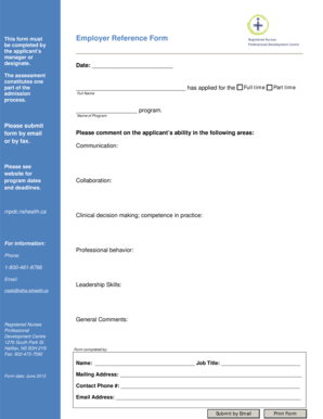 Employer Reference Form