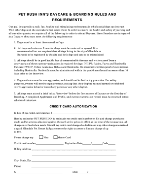 Pet Rush Inn's Daycare and Boarding Rules and Requirements
