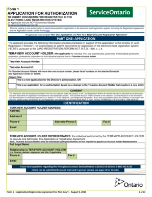 Ontario Electronic Land Registration Authorization Application