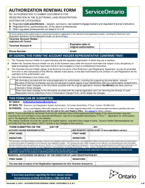 Authorization Renewal Form for Electronic Land Registration