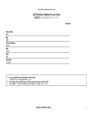 Shipboard Security System Self-Checklist