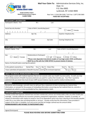 Health & Welfare Plan C Medical Reimbursement Claim Form