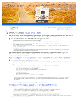 IATSE Annuity Fund Deferred Salary Agreement Form