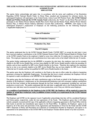 IATSE National Benefit Funds Side Letter