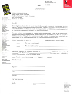 Letter of Intent for Donation