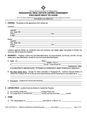 Texas Residential Lease Agreement