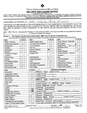 Texas Seller's Disclosure Notice