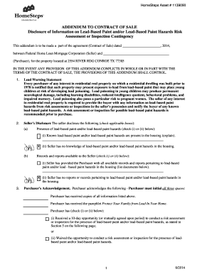 Lead-Based Paint Addendum to Contract of Sale