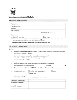 WWF International Thailand Order Form