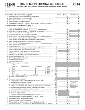 Idaho Supplemental Schedule for Nonresident Tax Returns