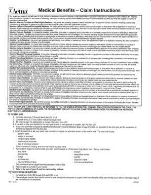 Aetna Medical Benefits Claim Instructions