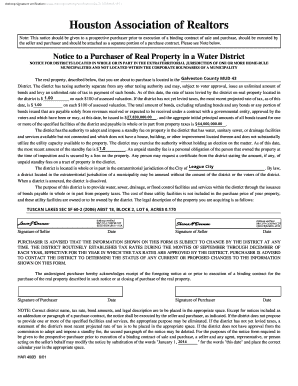 Notice to Purchaser of Real Property in a Water District