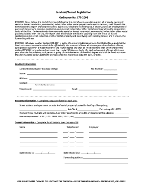 Landlord/Tenant Registration Form