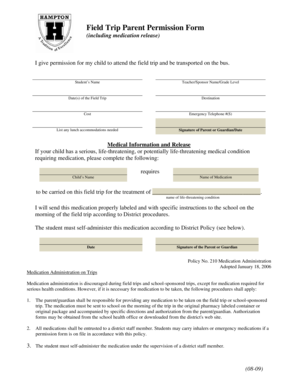 Field Trip Parent Permission Form - ht-sd