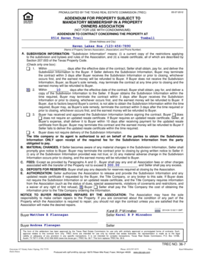 Texas Property Owners Association Addendum