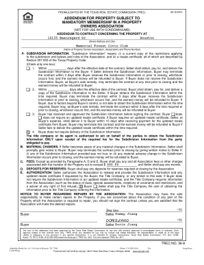 Texas Property Owners Association Addendum