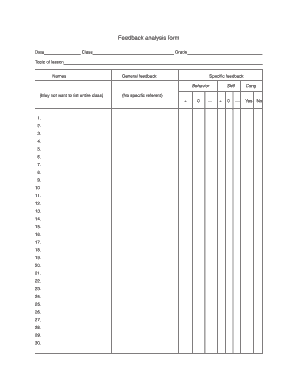 Feedback Analysis Form