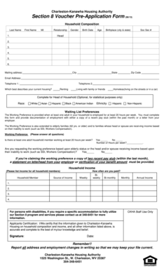 Charleston-Kanawha Section 8 Voucher Pre-Application Form