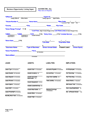 Business Opportunity Listing Form