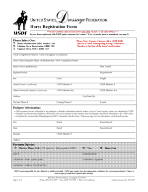 USDF Horse Registration Form