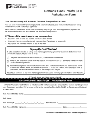 Electronic Funds Transfer Authorization Form