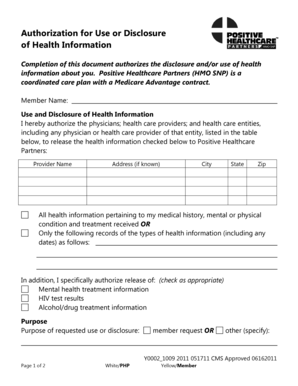 Authorization for Use or Disclosure of Health Information