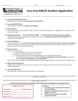 2013-2014 NSECD Student Application