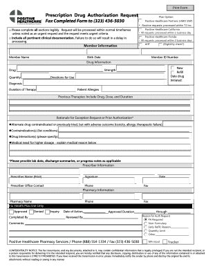 Prescription Drug Authorization Request Form