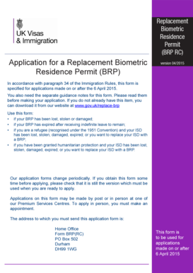 Replacement Biometric Residence Permit Application