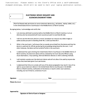 Electronic Device Request and Acknowledgment Form