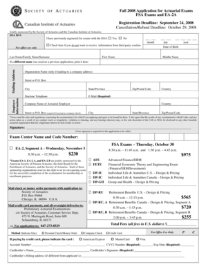 Fall 2008 Actuarial Exam Application