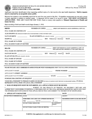 Missouri Vital Record Application