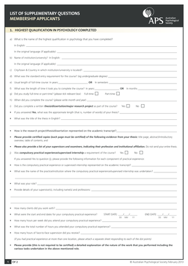 Psychology Qualification Application Form