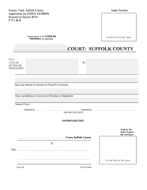 Suffolk County Index Number Application