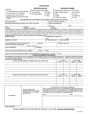 Suffolk County License Application