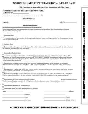 Notice of Hard Copy Submission