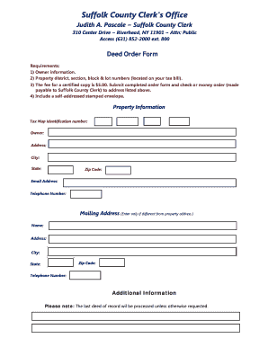 Suffolk County Deed Order Form