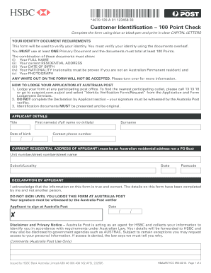Australia Post 100 Point Check Form