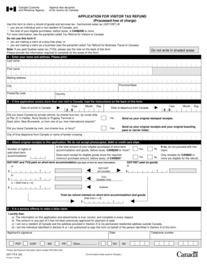 Canada Visitor Tax Refund Application