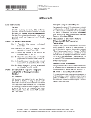 Colorado Corporate Income Tax Declaration for Electronic Filing