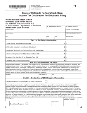 Colorado Partnership/S-Corp Income Tax Declaration
