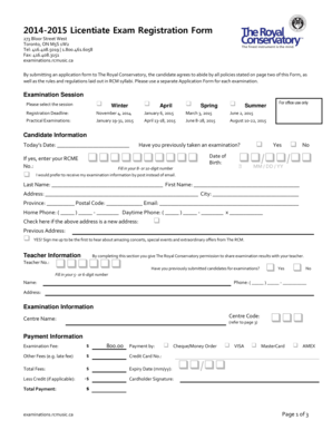 Licentiate Exam Registration Form
