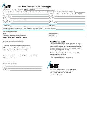 Oklahoma Medical Research Foundation Donation Form