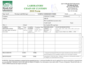 Laboratory Sample Submission Form
