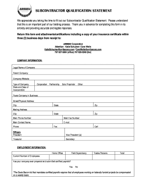 Subcontractor Qualification Statement
