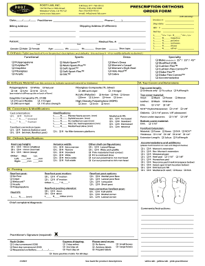 Prescription Orthosis Order Form